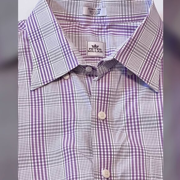 Peter Millar Purple Gray White Button Up Dress Shirt Men's size XL - Picture 1 of 5